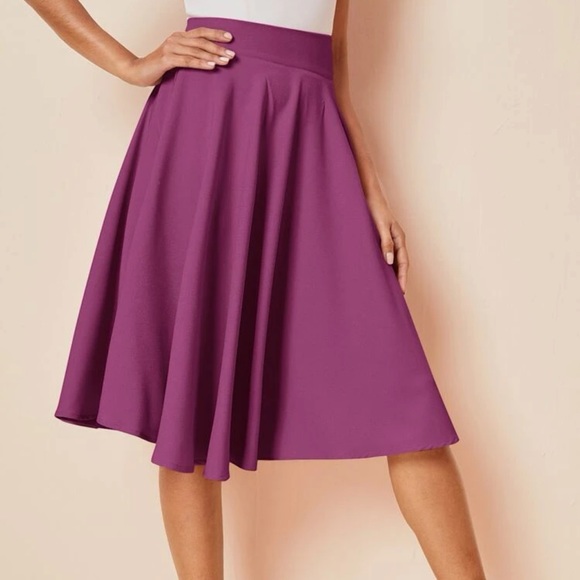 BohoGypsyDreamer.com Dresses & Skirts - High Rise Wide Waistband Circle Skirt Minimalist Business Casual purple